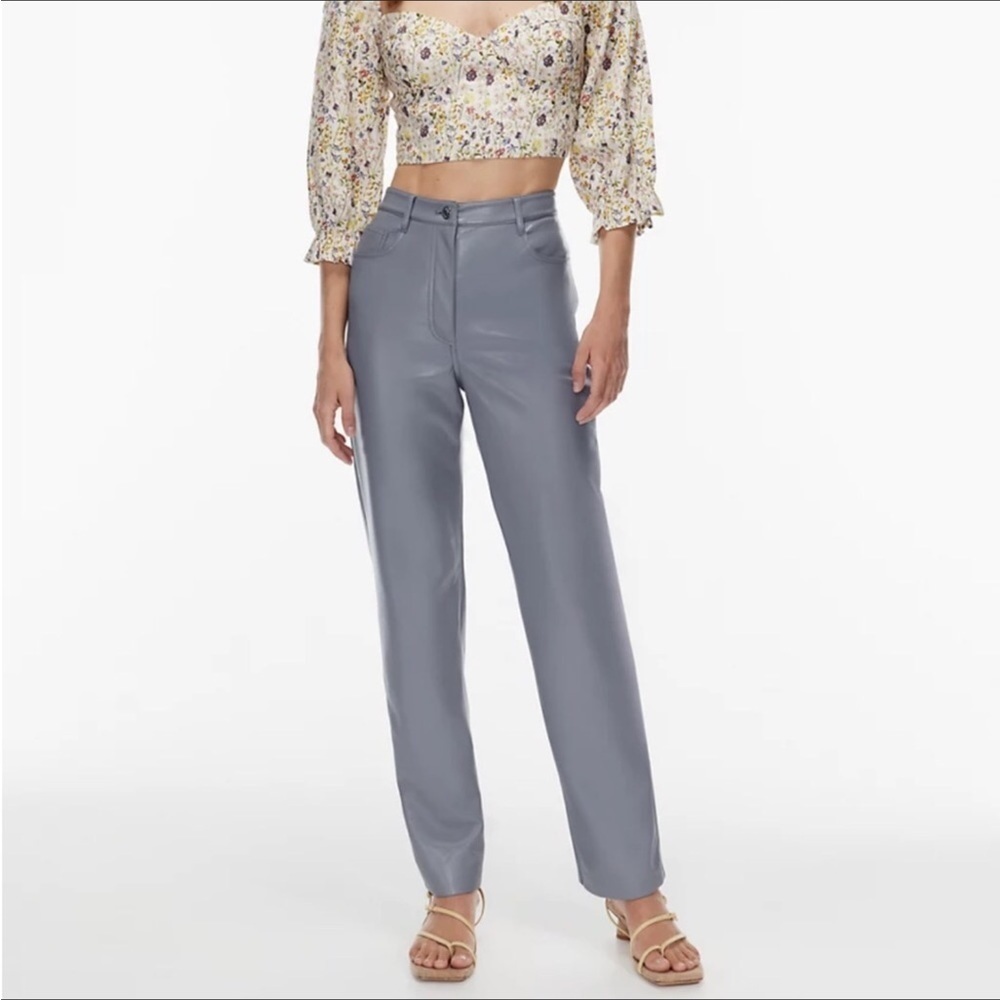 Aritzia Wilfred Melina Marble Grey Vegan Leather Pants Size 4 NEW